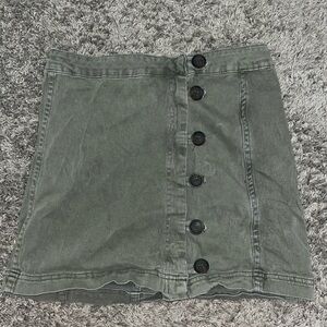 Altar’d State Army Green Button Down Bodycon Denim Skirt